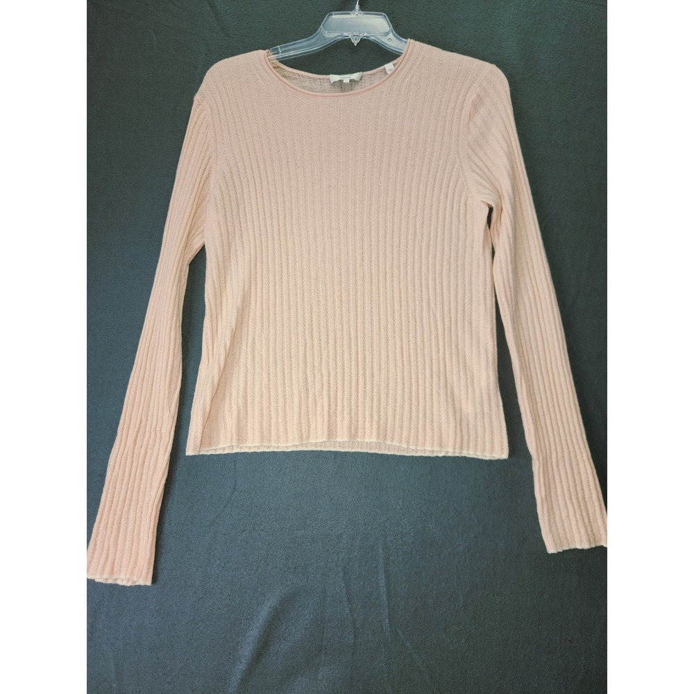 Vince Cashmere Sweater Ribbed Knit Fairy Blush Pink Long Sleeve Luxury XL Preppy
